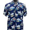 Navy Hawaiian Shirt with Lighthouse Print – Men's Beach Casual Wear