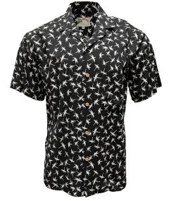 Black Hawaiian Shirt with Magnum Bamboo – Men's Classic Casual Wear