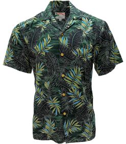 Green Hawaiian Shirt with Midnight Palm Print – Men's Casual Beachwear