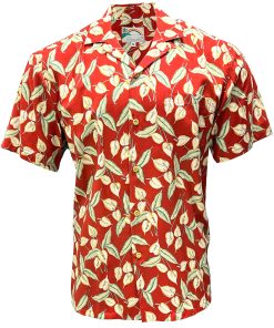 Red Hawaiian Shirt with Mini Anthurium – Men's Floral Casual Wear