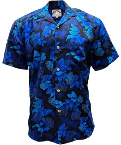 Navy Hawaiian Shirt with Ohia Floral Print – Men's Classic Summer Wear
