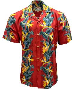 Red Hawaiian Shirt with Paradise Panel Print – Men's Casual Tropical Wear