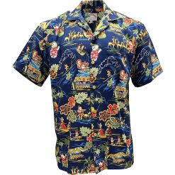 Navy Hawaiian Shirt Santa’s Surf Shack – Men's Christmas Beachwear