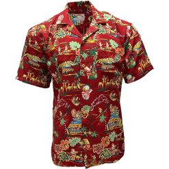 Red Hawaiian Shirt Santa’s Surf Shack – Men's Festive Tropical Wear