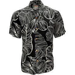 Midnight Hawaiian Shirt with Taro Leaf Print – Men's Casual Beachwear