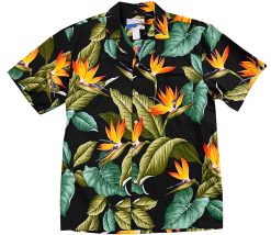 Black Hawaiian Shirt with Airbrush Bird of Paradise – Men's Tropical Style