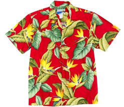 Red Hawaiian Shirt with Airbrush Bird of Paradise – Men's Tropical Casual Wear
