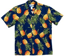 Navy Hawaiian Shirt with Maui Gold Design – Men's Beachwear