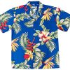 Blue Hawaiian Shirt with Orchid Paradise – Men's Floral Summer Wear