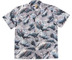 Gray Hawaiian Shirt with Surfer Print – Men's Casual Beachwear