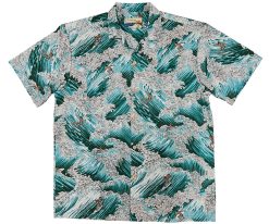 Turquoise Hawaiian Shirt with Surfer Print – Men's Beachwear