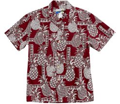 Red Hawaiian Shirt with Tapa Pineapple – Men's Tropical Casual Wear