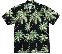 Black Hawaiian Shirt with Wailea Palms – Men's Casual Tropical Wear