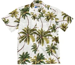 White Hawaiian Shirt with Wailea Palms – Men's Casual Beachwear