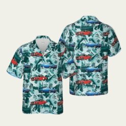 1970 Mustang Hawaiian Shirt with Vintage Muscle Car Graphic