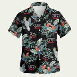 Tropical-Themed Audi Hawaiian Shirt Featuring Iconic Car Logo