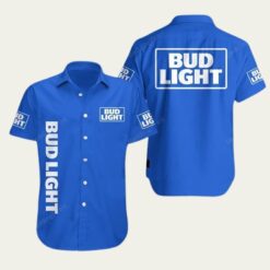 Bud Light Logo Dark Bue Hawaiian Shirt