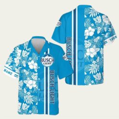 Busch Light Floral Blue Hawaiian Shirt
