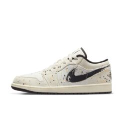 Air Jordan 1 Low Brushstroke Sneakers – Artistic Swoosh & Paint Splatter Design DM3528-100