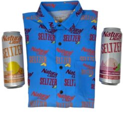 Men's Hawaiian Shirt NATTY SELTZER Print Polyester Casual Summer Shirt