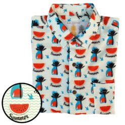 Men's Hawaiian Shirt Watermelon Palms Print Polyester Casual Summer Shirt