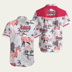 Coors Light Flamingo Summer Pattern Hawaiian Shirt for Men - Tropical Design & Beer Lover Style, Perfect for Vacation