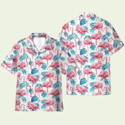 Flamingo Floral Tropical Leaves Pattern Hawaiian Shirt for Men - Bold Hibiscus & Tropical Style, Perfect for Summer