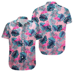 Flamingo Palm Leaves Hawaiian Shirt for Men - Bold Hibiscus Design & Tropical Island Style, Perfect for Summer Vacation