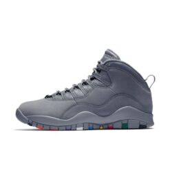 Jordan 10 Retro Cool Grey - Tumbled Leather Upper & Multicolor Outsole Detailing 310805-022